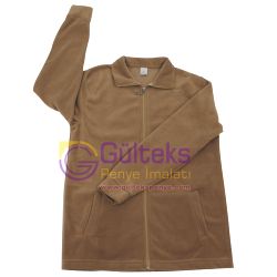 Dik Yaka Fermuarlı Polar Sweatshirt Vizon Kahve-Dik-Yaka-Dik-Yaka-Fermuarli-Polar-Sweatshirt-Kahverengi-Vizon